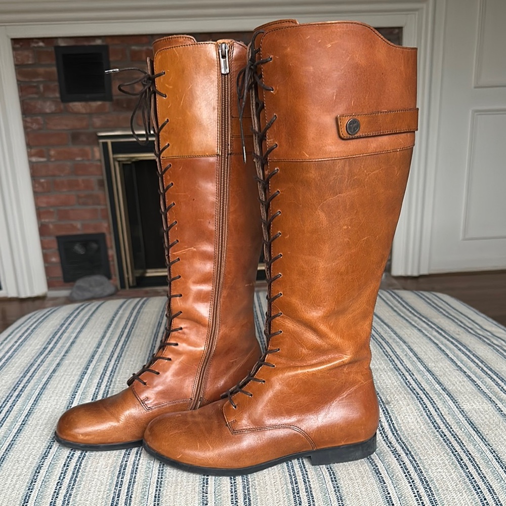 Birkenstock Longford Camel Brown Leather Knee-High Boots size 38 size 7 7.5 USA - Picture 4 of 10